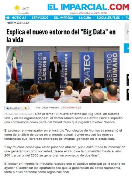 Explica el nuevo entorno del "Big Data" en la vida