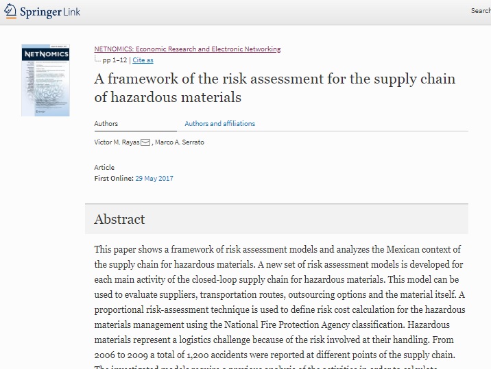 A framework of the risk assessment for the supply chain of hazardous materials_Netnomics