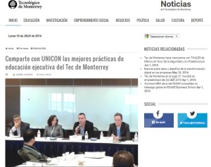 Comparte con UNICON las mejores prácticas de educación ejecutiva del Tec de Monterrey_SNC
