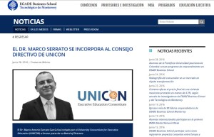 El Dr. Marco Serrato se incorpora al Consejo Directivo de UNICON_EGADE